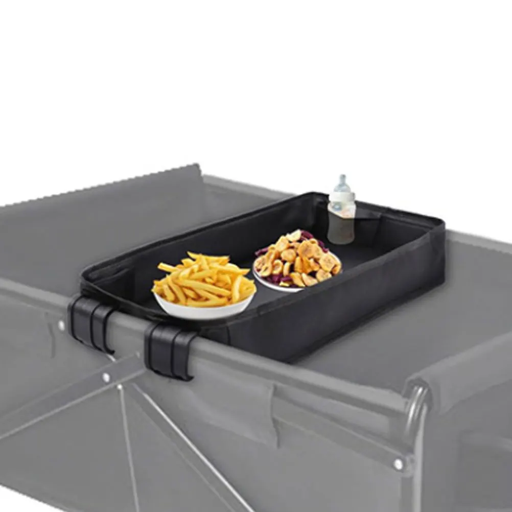 

Durable Canvas Baby Stroller Tray Organizer Universal Snack Tray For Toddler With Cup Holder Accessory Black