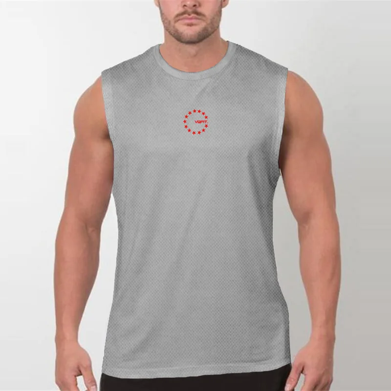 Breathable Mesh Running Vests  Men Quick Dry Sleeveless Tank Top Graphic Print Athletic Shirt for Muscle Gym Workout Fitness Run