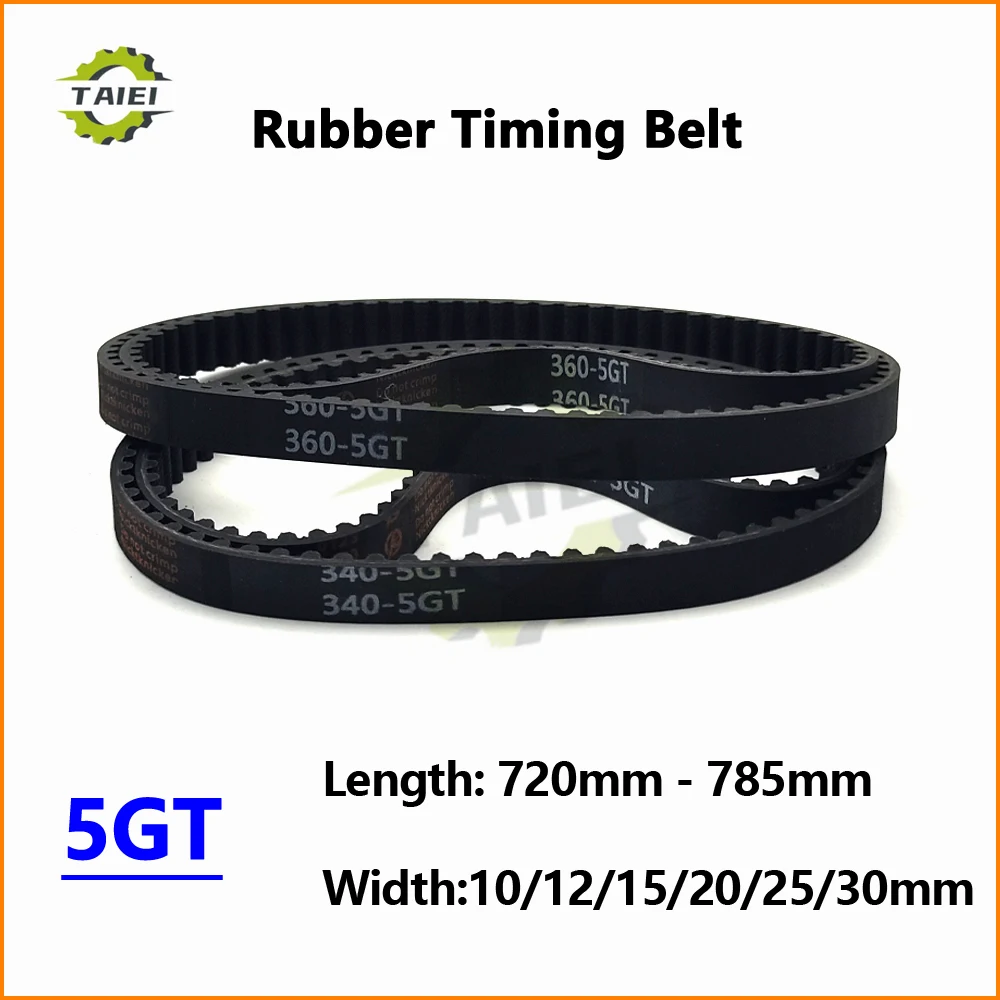 

5GT Rubber Synchronous Belt Length 720 725 730 735 740 745 750 755 760 765 770 775 780 785mm Width 10-30mm GT5 Timing Drive Belt
