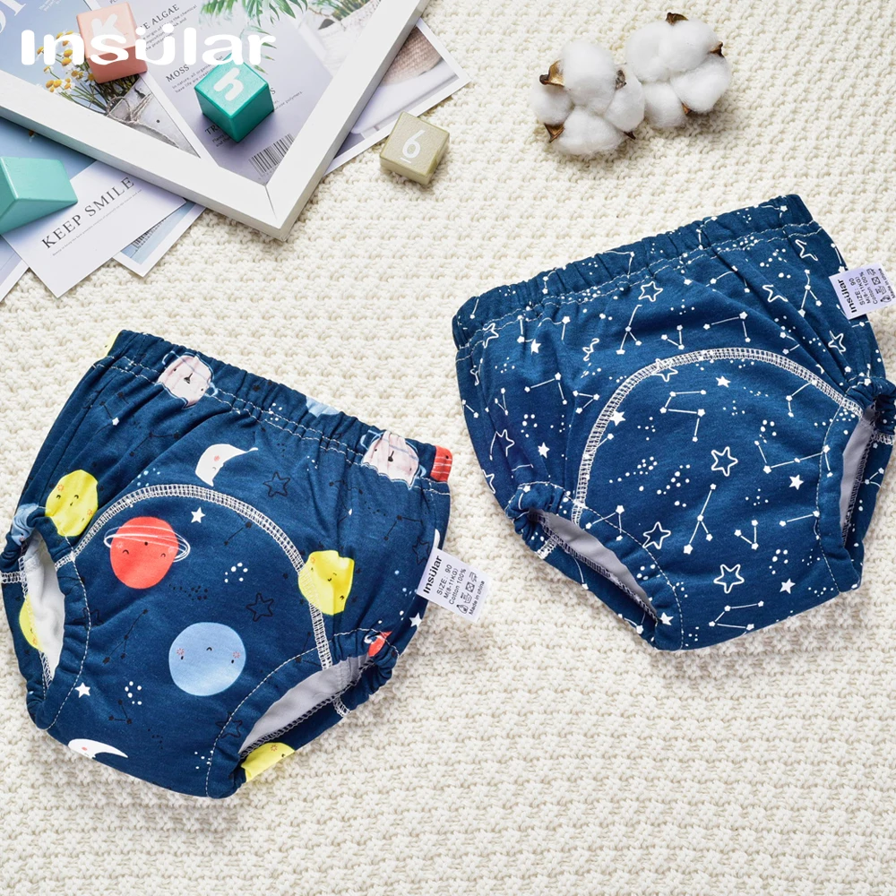 Insular Baby Training Pants Reusable Cotton Cloth Baby Diapers  Washable Infants Children Underwear Nappy Changing 2PCs/Box