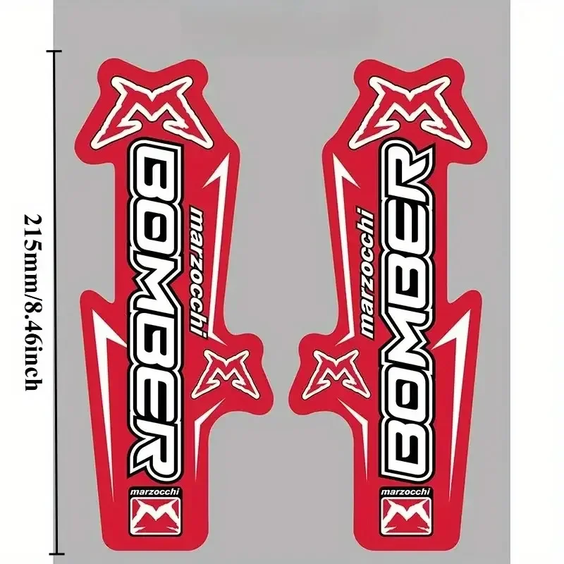 2D Flat Marzocchi BOMBER Fork Vinyl Sticker 1Set, Waterproof UV Resistant, for MTB Suspension Decor, Holiday Gift