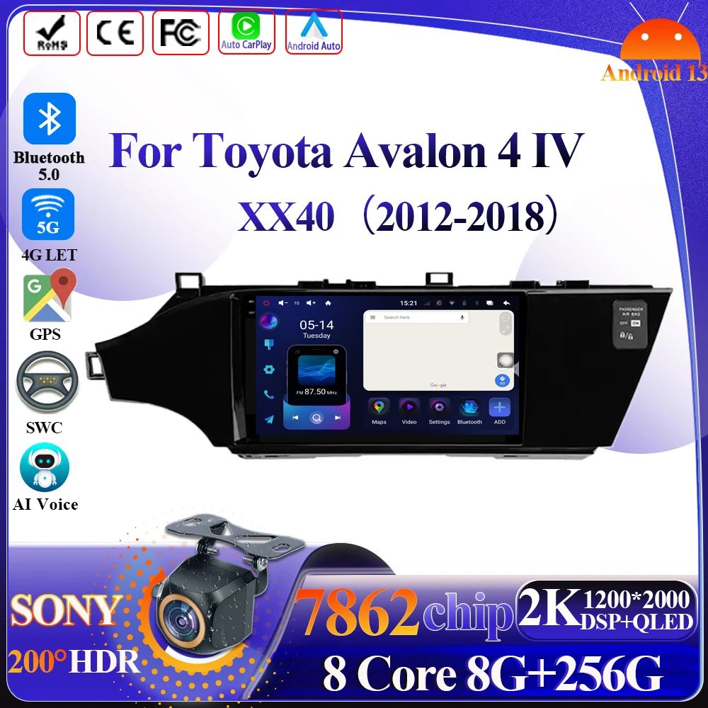 

Wireless Android Auto Carplay For Toyota Avalon 4 IV XX40 2012-2018 Car Radio Multimedia Video Player 5G Wifi GPS Touch Display