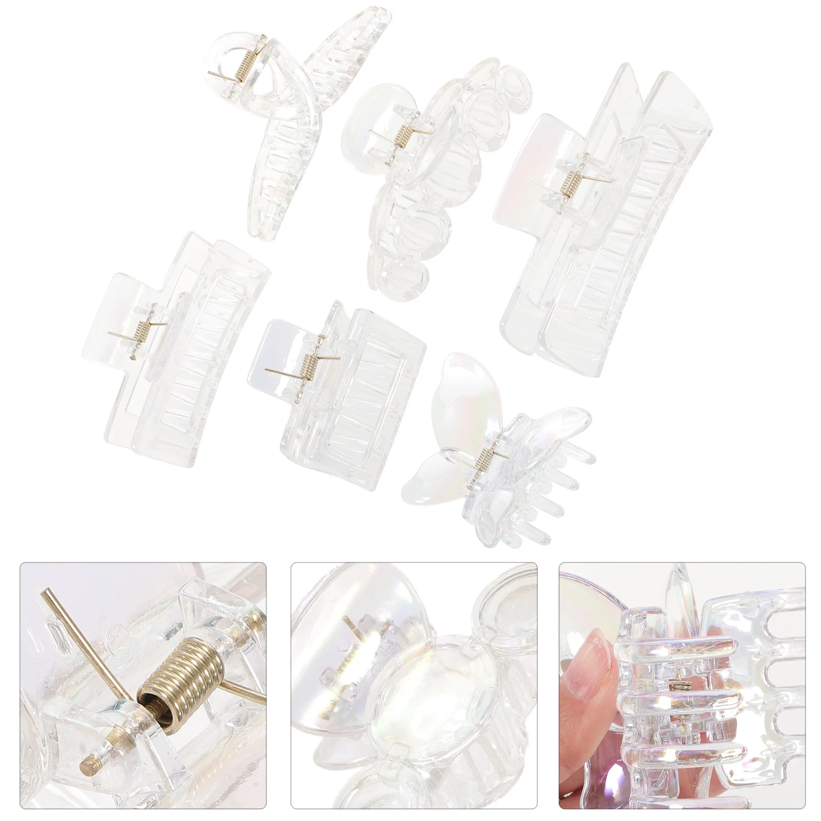 

6Pcs Transparent Hair Claw Clips Clear for Thick Thin Curly Straight Hair Daily Use Cooking Shower