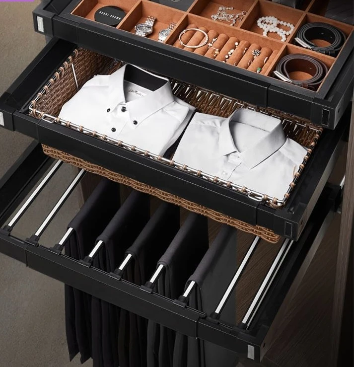 Pants rack, pull-out telescopic frame, wardrobe, household pull-out basket, drawer-type pants pull-out rack