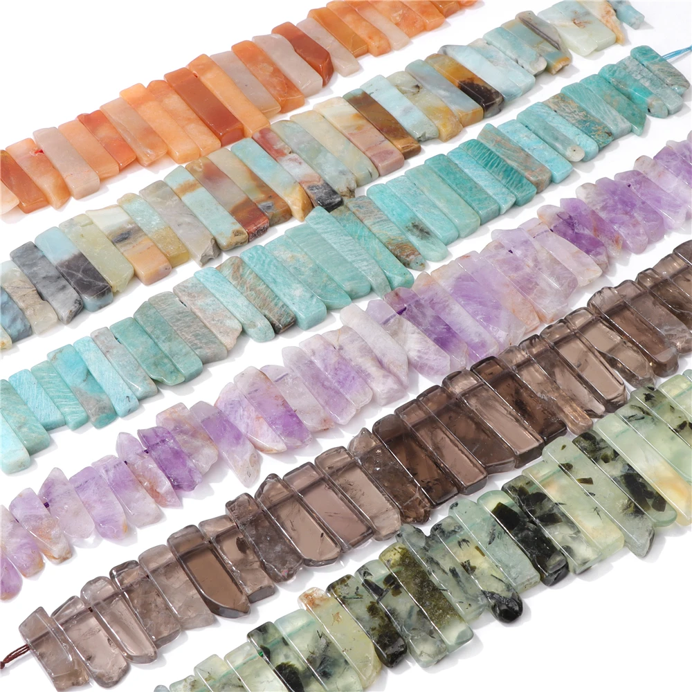 Natural Stone Stick Beads Top Drilled Point Bead Irregular Flat Rectangular Stone Pendant Beads for DIY Necklace Jewelry Gifts