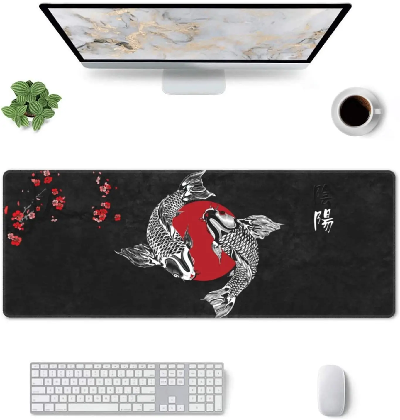 Japanese Koi Carp Fish Cherry Blossom Mouse mat Desk Accessories Big Extended Non-Slip Rubber Mousepad HD Print Table Mats