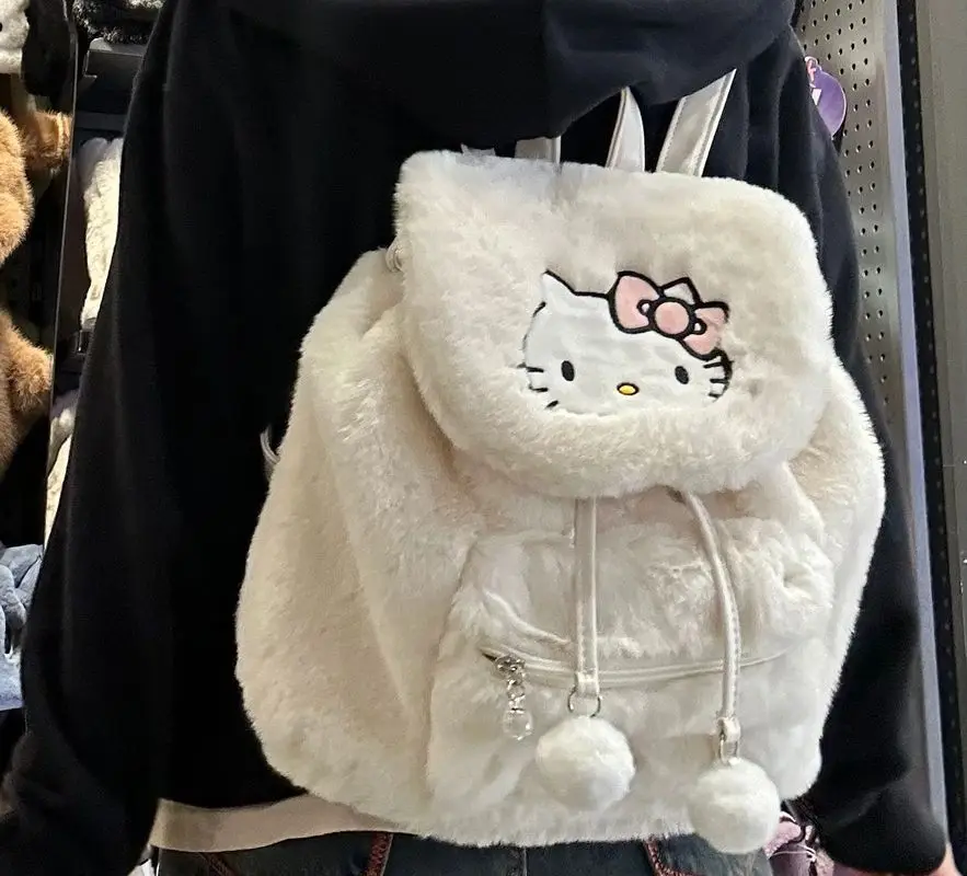 Winter Cute Sanrio Plush Backpack New Product Design Flip Backpack Fashion Casual Pochacco Melody Backpack Gift For Girls