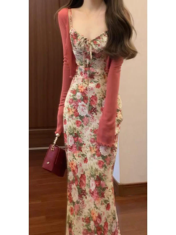 Französischer Sle-Blumendruck ter Dr. Beach Vaion, einzigartiger, schöner, figurbetonter Rock mit Taille, Herbstsaison, Damen-Dr