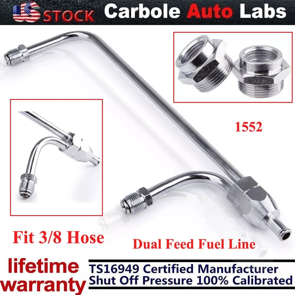 US Hot Sale Stock Chrome Dual Feed Fuel Line For Holley Carburetor 4150 Double Pumper 3/8 Hose SBC
