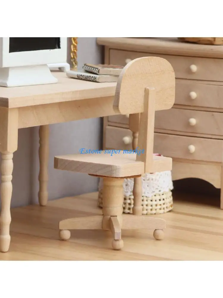 090B Unpainted Wooden Doll House Chair 1:12 Scale Wooden Chair Furniture Model For Hobbyists Collectors Painting Project