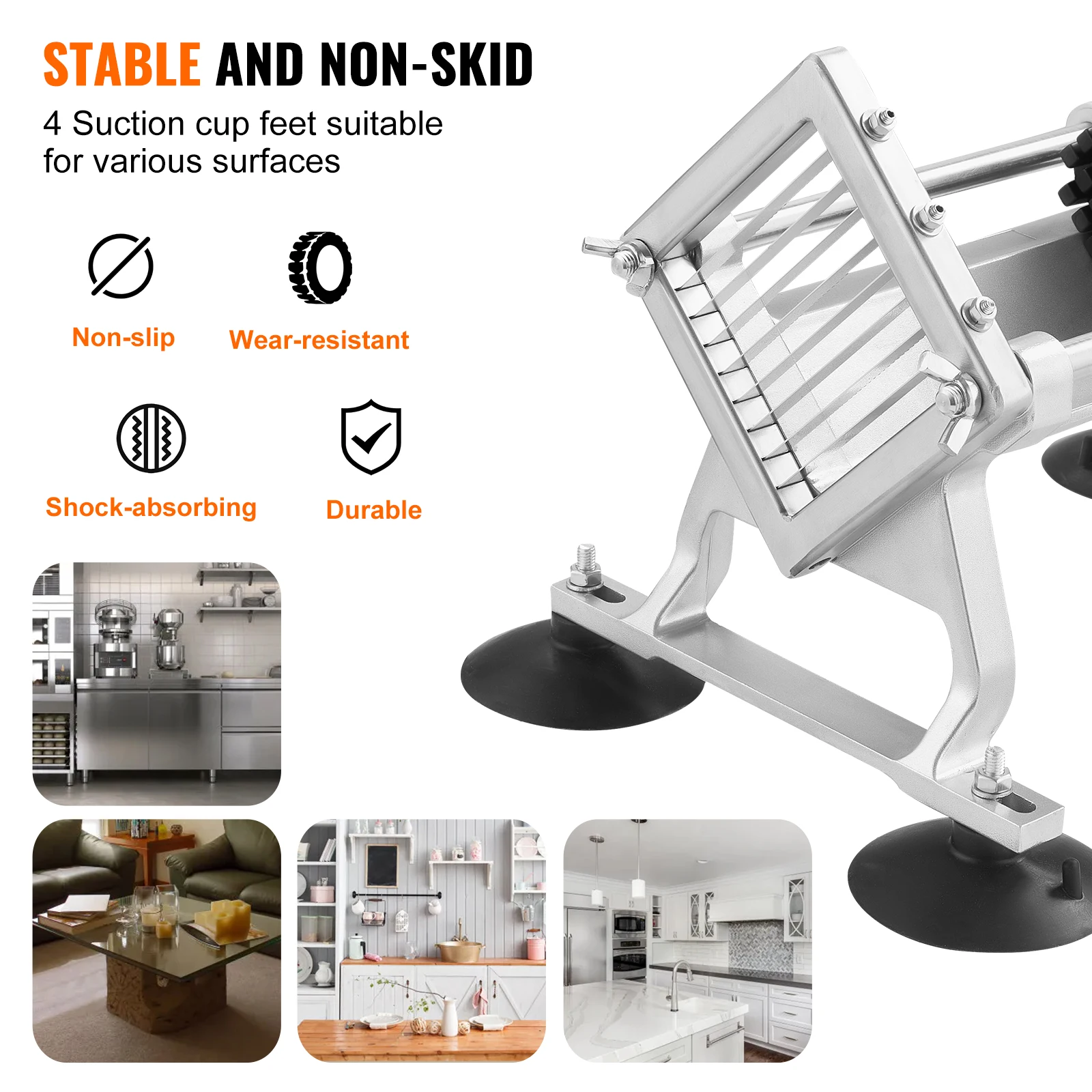 VEVOR Affettatrice Verdure Frutta Commerciale 3/8 Pollici, Affettatrice Taglia Verdure in Acciaio Inox Lega di Alluminio, Affettatrice Manuale con Piedini Antiscivolo, Cipolle, Patate, Limoni