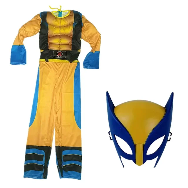 Child Movie Luxury Mask Jumpsuit Wolverine Cosplay Costume Halloween Christmas Kids New Year Costume Superhero Fantasy props