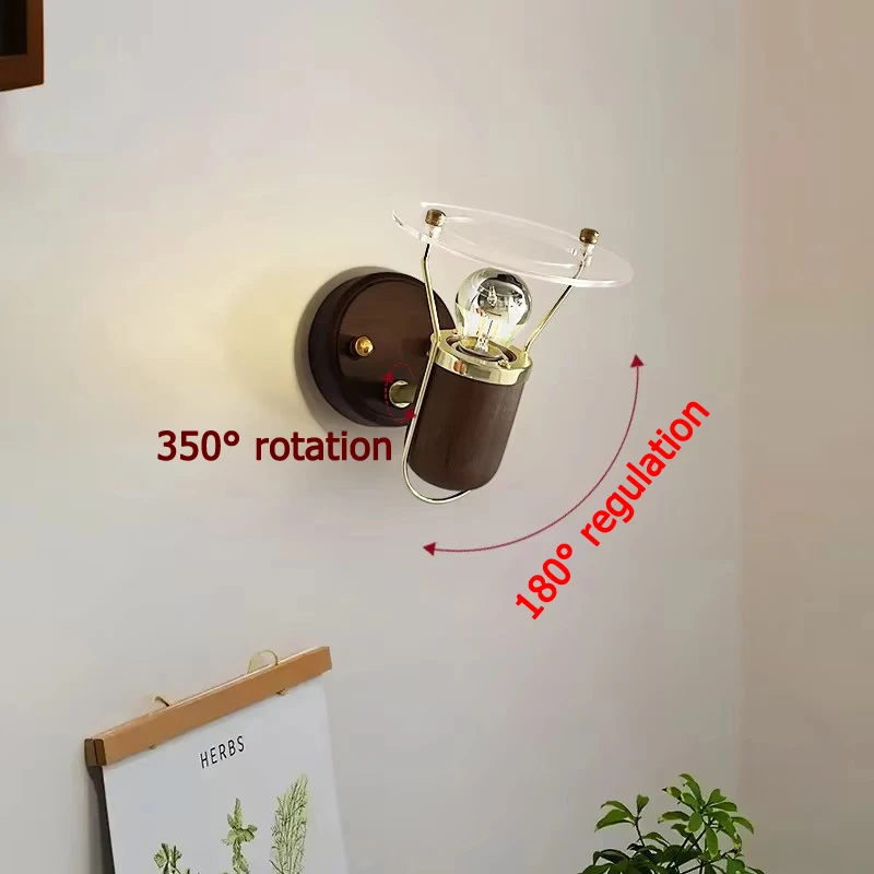 اليابانية الرجعية الجوز اللون الصغيرة النمل الجدار مصباح غرفة نوم السرير الدورية الزخرفية جو الجدار مصباح ضوء المنزل