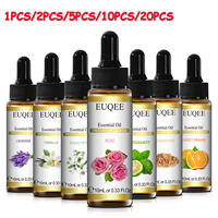 EUQEE 10ml Pure Essential Oil with Dropper Bergamot Rose Cinnamon Lavender Jasmine Eucalyptus Vanilla Aroma Essential Oils Set