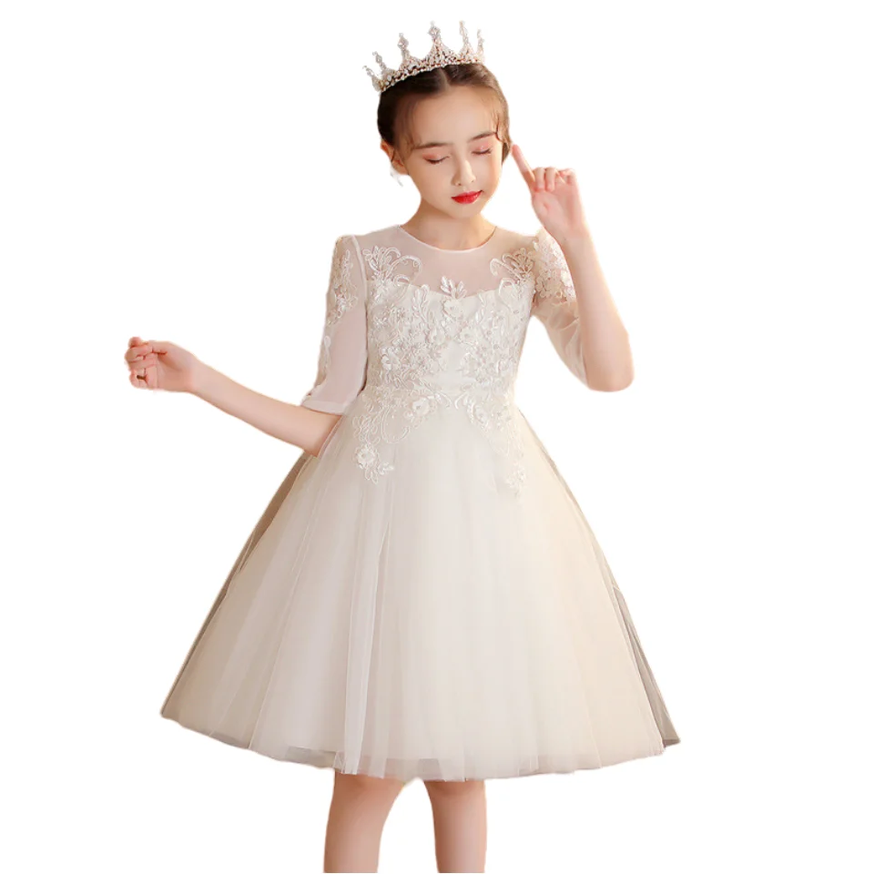 New Girls From 5 8 To 12 Years Old Children\'s Ceremonial Communion Elegant Graduation Dress Concert Costume Frocks Young Clothes