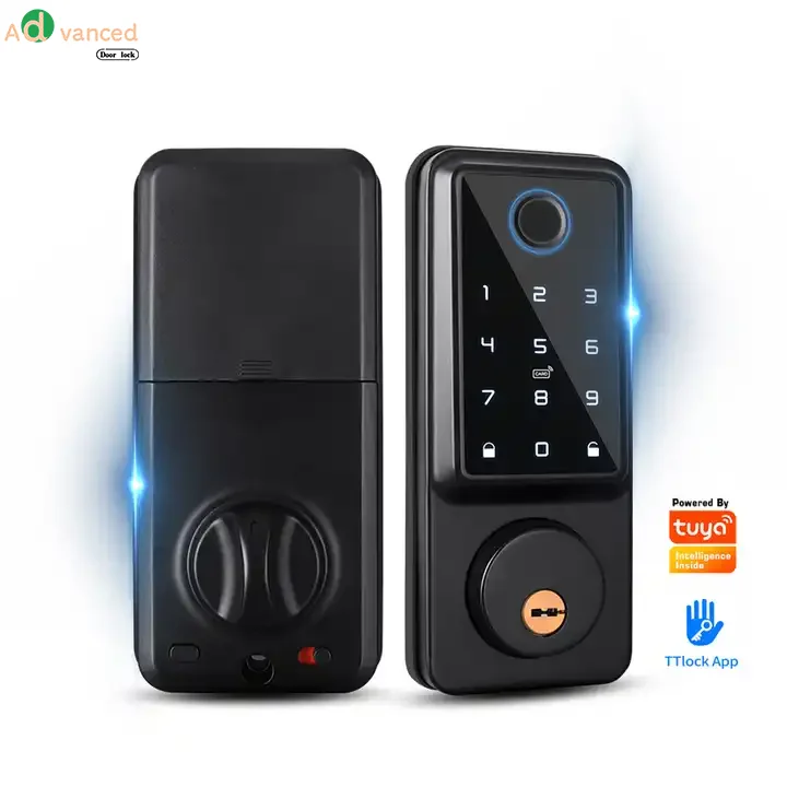 Automatic Deadbolt Tuya WiFi TTlock pincode fingerprint keyless entry keypad touchscreen Electronic digital smart door lock