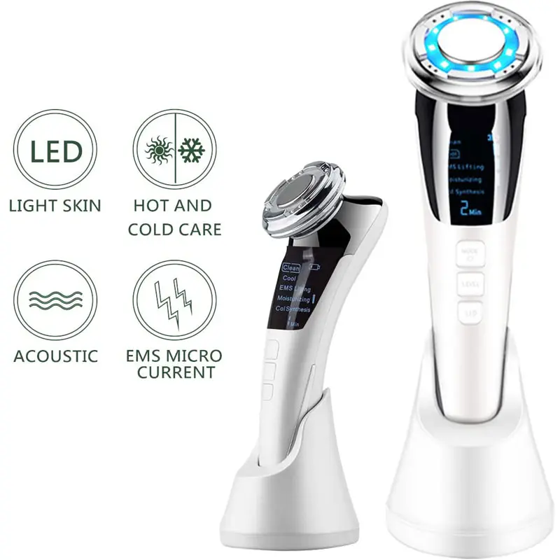 Micro Current เครื่องนวดหน้า EMS อุปกรณ์ยกกระชับผิวเครื่องกําจัดริ้วรอย Hot Cool Face Skin Care อุปกรณ์ความงาม