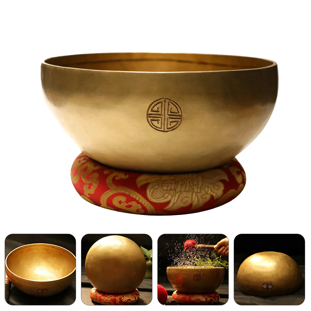 

Handmade Singing Bowl Tibetan Meditation to Heal Manual Copper Cotton Nepal Yoga with Wooden Mallet