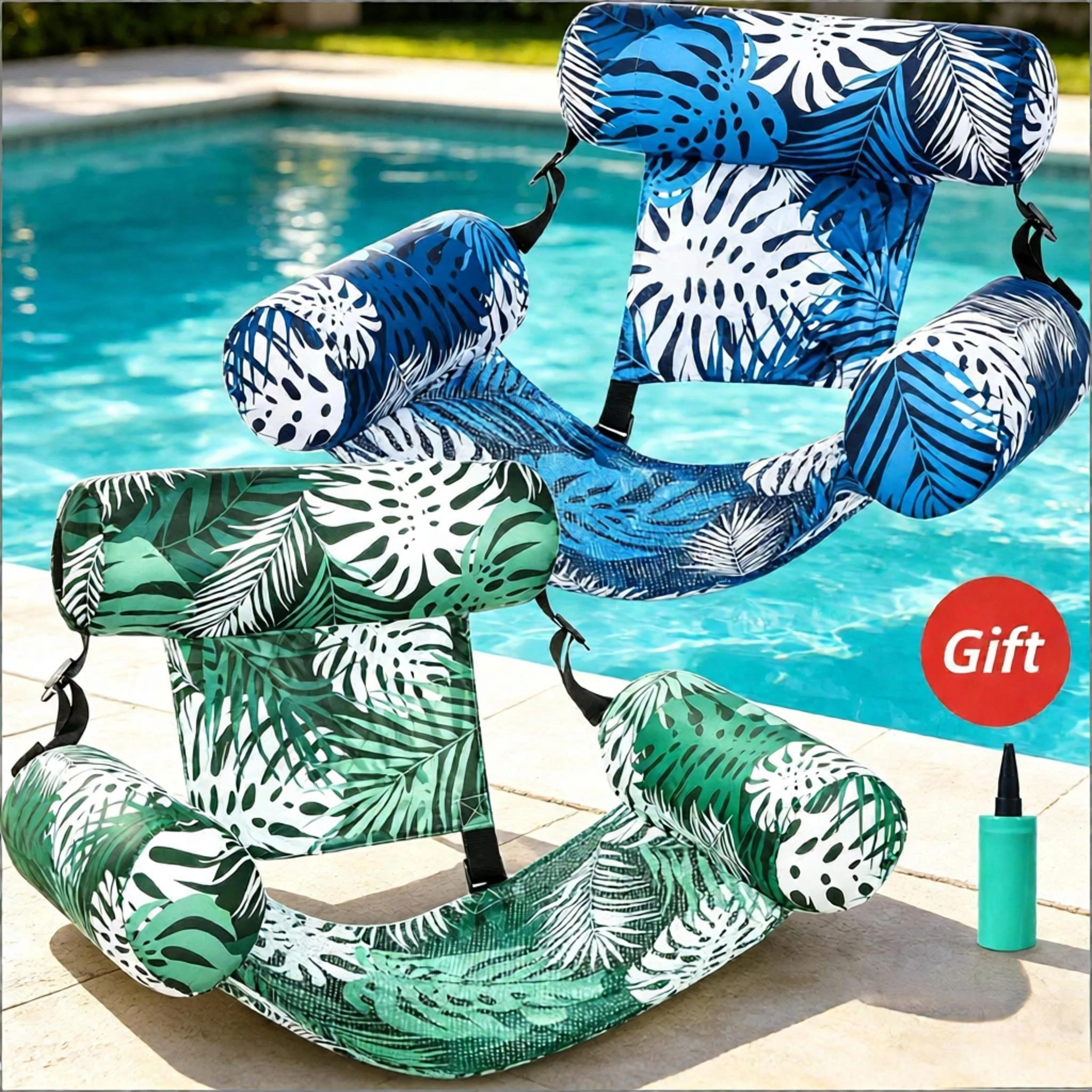 1/2PCS Inflatable Floating Lounger for Adult Portable Pool Float Chair Foldable Recliner for Swimming Pool Lake Beach Summer