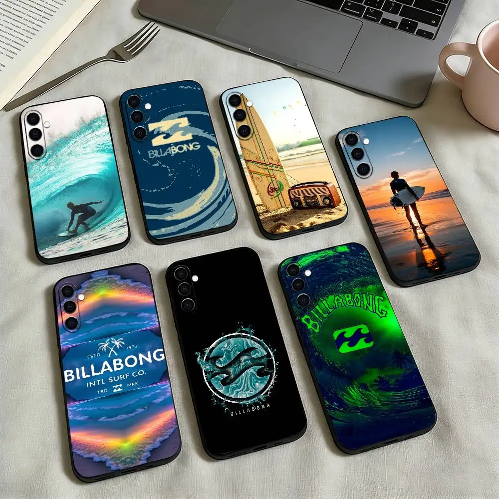 B-Billabong Fashions Phone Case Black Silicone Soft For Samsung Galaxy A73,A72,A71,A70,A53,A52,A51