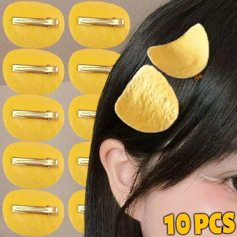 

5/10 шт. Забавные заколки для волос в виде картофельных чипсов, креативные имитации еды, аксессуары для волос, забавные новинки для девочек, заколки для челки и боковых прядей