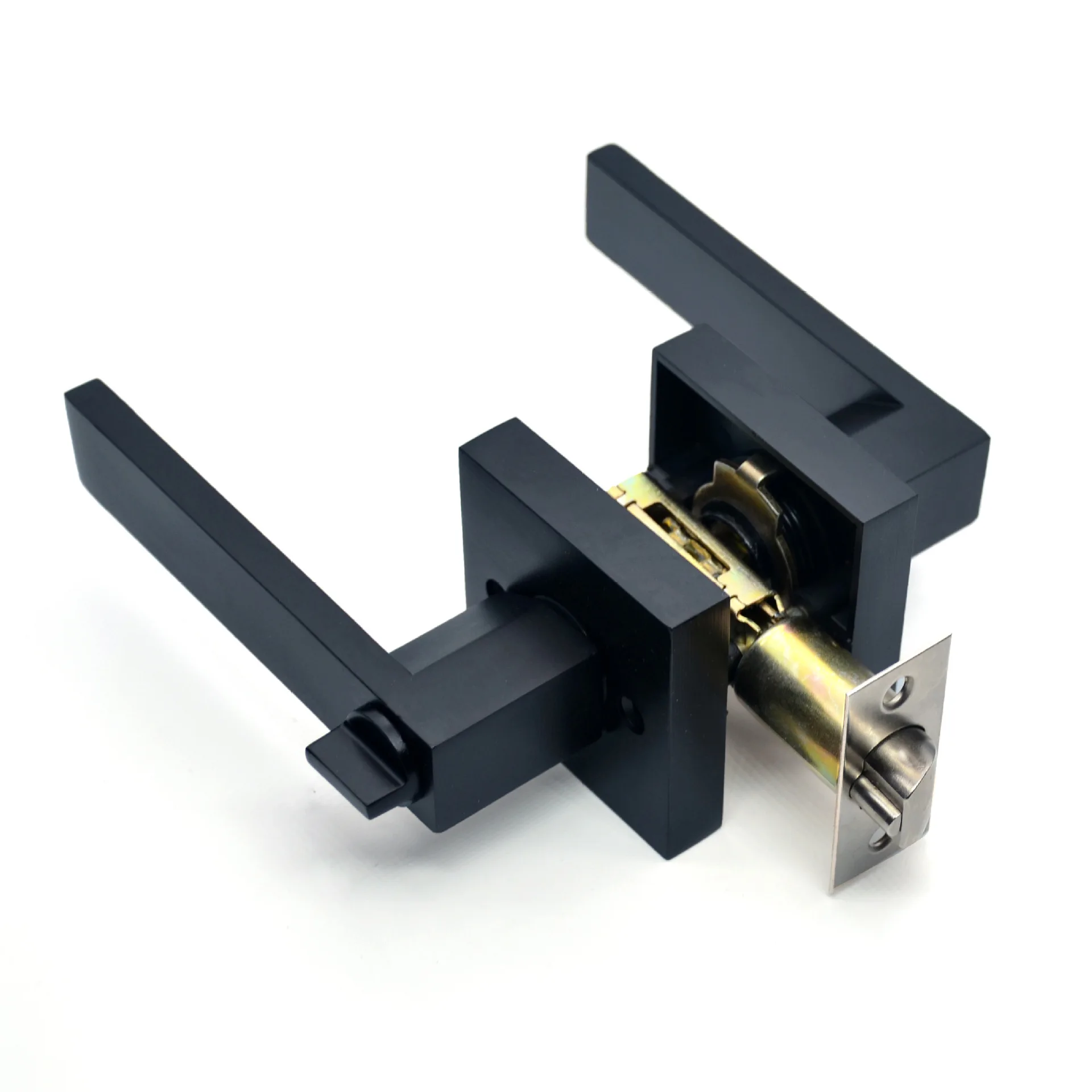 Black Square Door Handle Lock, Access Privacy Mask, Quarto Interior e Banheiro, Acessórios de Hardware