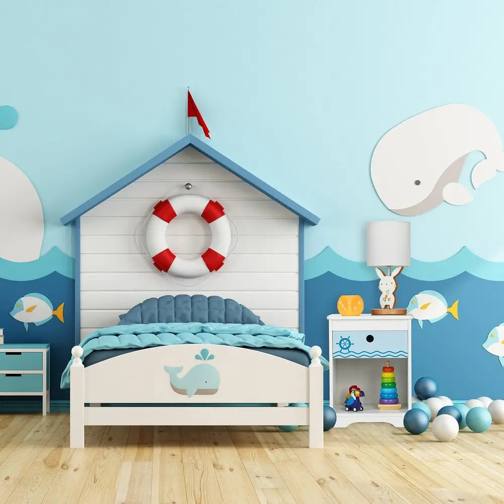 

Bede Table, Cute Sailor Design, Der & Storage Comparent, HWD: 41 x 32 x 31 cm, White/Blue, 100% ibreboard