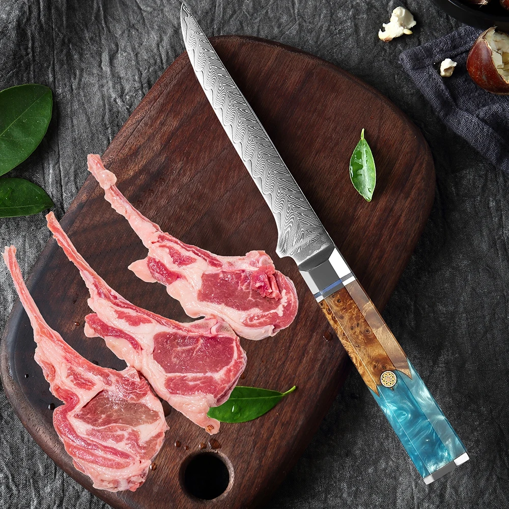 

XITUO Boning Knife 6 Inch Fillet Knife Versatile Deboning Knife Damascus Steel Blade for Removing Fat Kitchen Skinning Knife