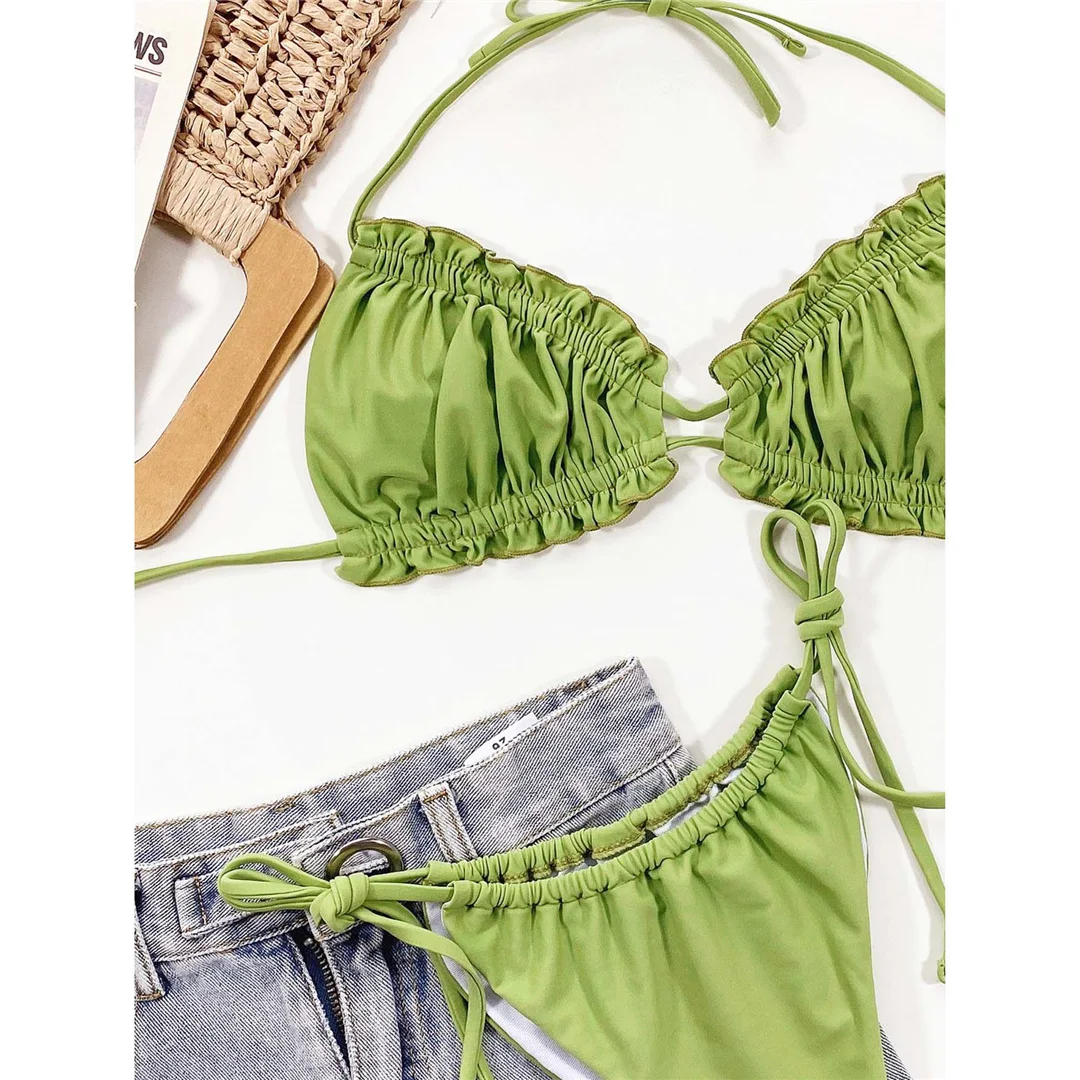 Sexy Rüschen-Bikini mit Falten und Raffungen, Damen-Badeanzug, zweiteiliges Bikini-Set, Badebekleidung, Badeanzug, Modell V3239 – Detail 38