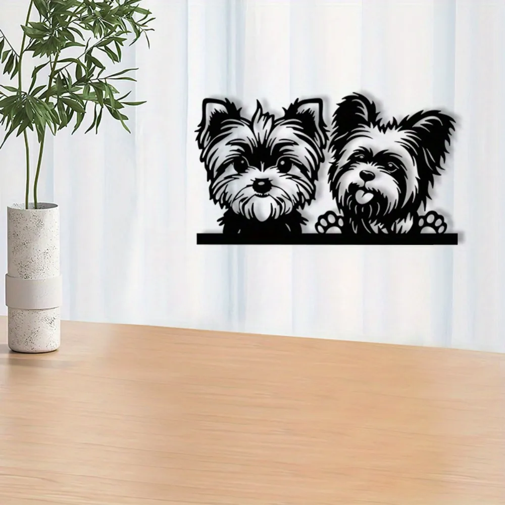 1pc Yorkshire Terrier Metal Wall Decor Powder Coated Iron Wall Art Gift For Dog Lovers Bedroom Home Wall Hanging Mural