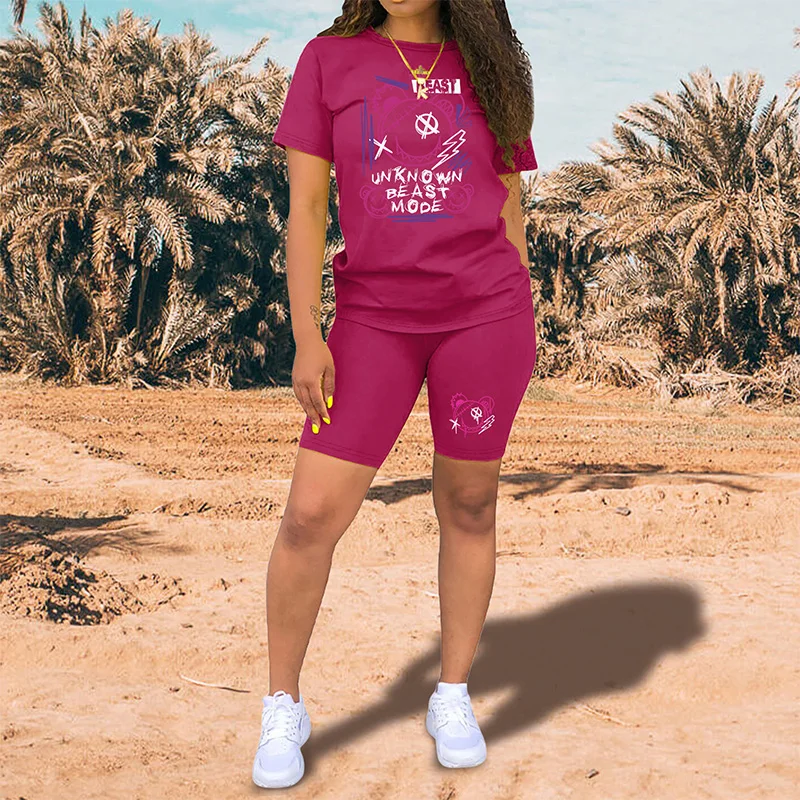 Summer Women Two Piece Set Sportswear T-Shirts and Shorts Ladies Casual O-Neck Pullover Short Sleeve T-Shirt Casual Tracksuit