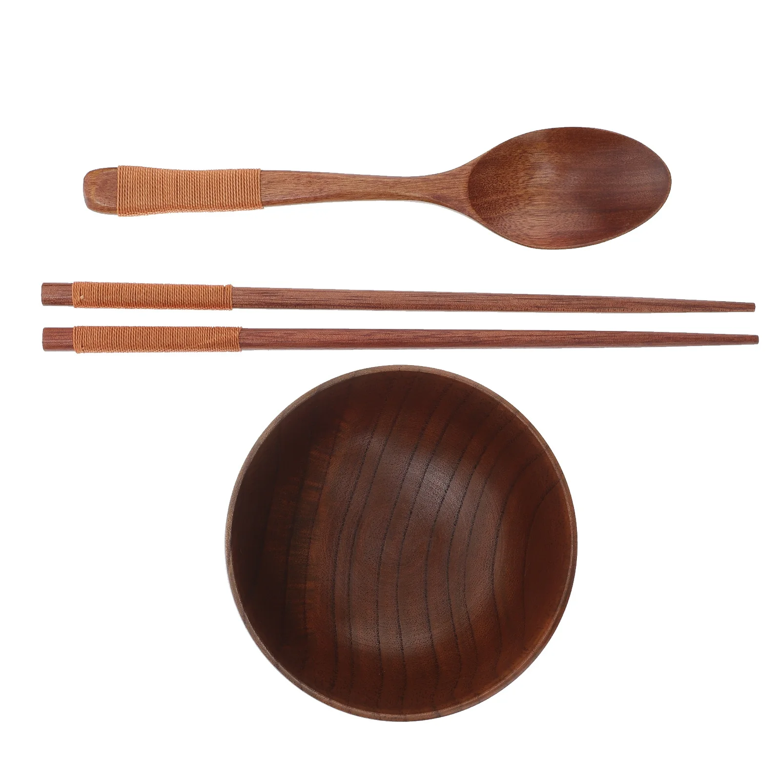 

Japanese Style Wooden Bowl Eco-Friendly Tableware Set Wood Rice Bowl Soup Salad Container For Home Kitchen Anti-Fall