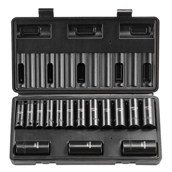 

VEVOR Impact Sockets Set 15pcs 6-Point 3/8in Drive Bit Ratchet Tool Kit Case