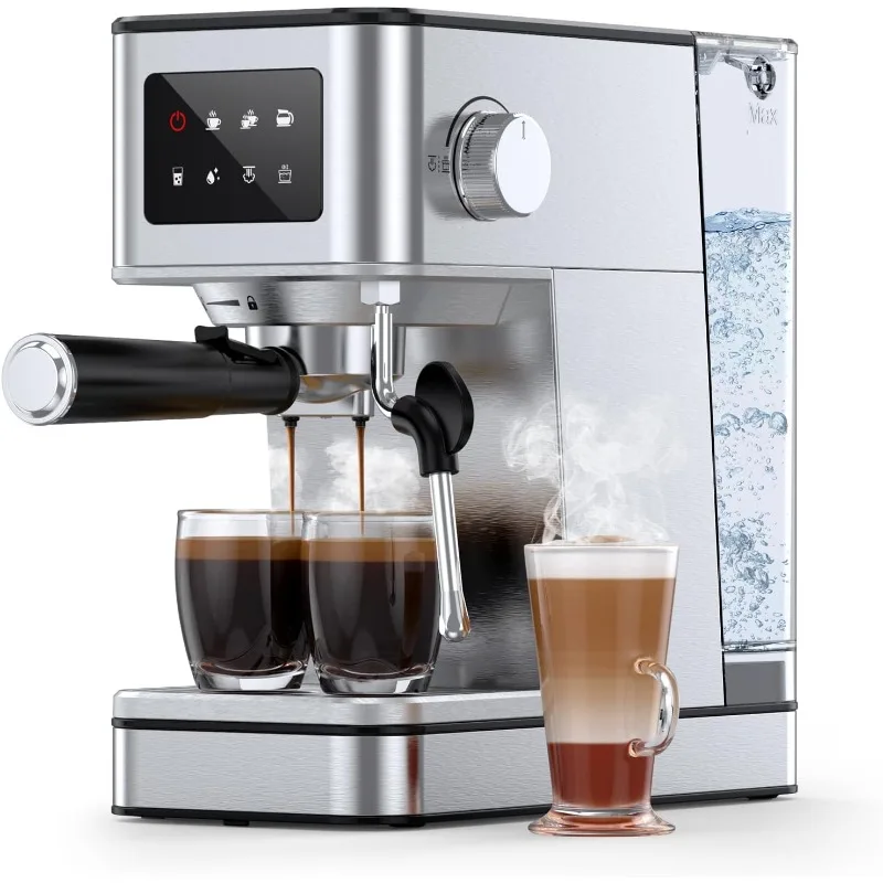 Espresso Machine, 20 Bar Espresso Maker, Milk Frother Steam Wand for Latte, with 57.5oz Water Tank and LED Touchscreen Monitors