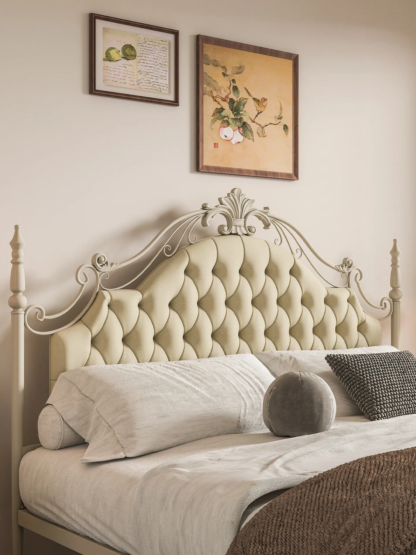 For Wrought iron soft bag bed thickened and thick 1.5 single double iron bed 1.8 packs installation