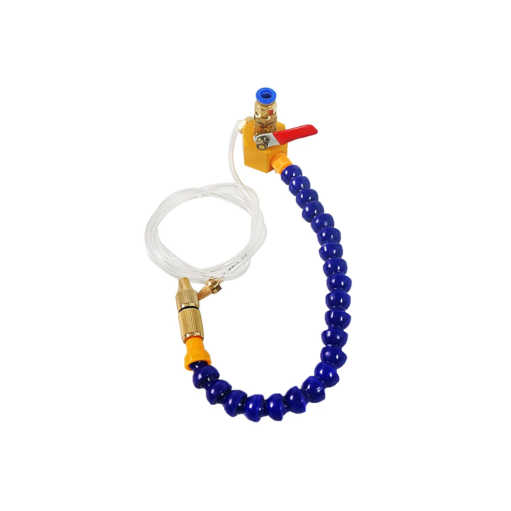 LY Plastic Oil Water Hose CNC Switch 30cm 1/4 Round Nozzle Flexible Coolant Pipe Hose Blue Orange