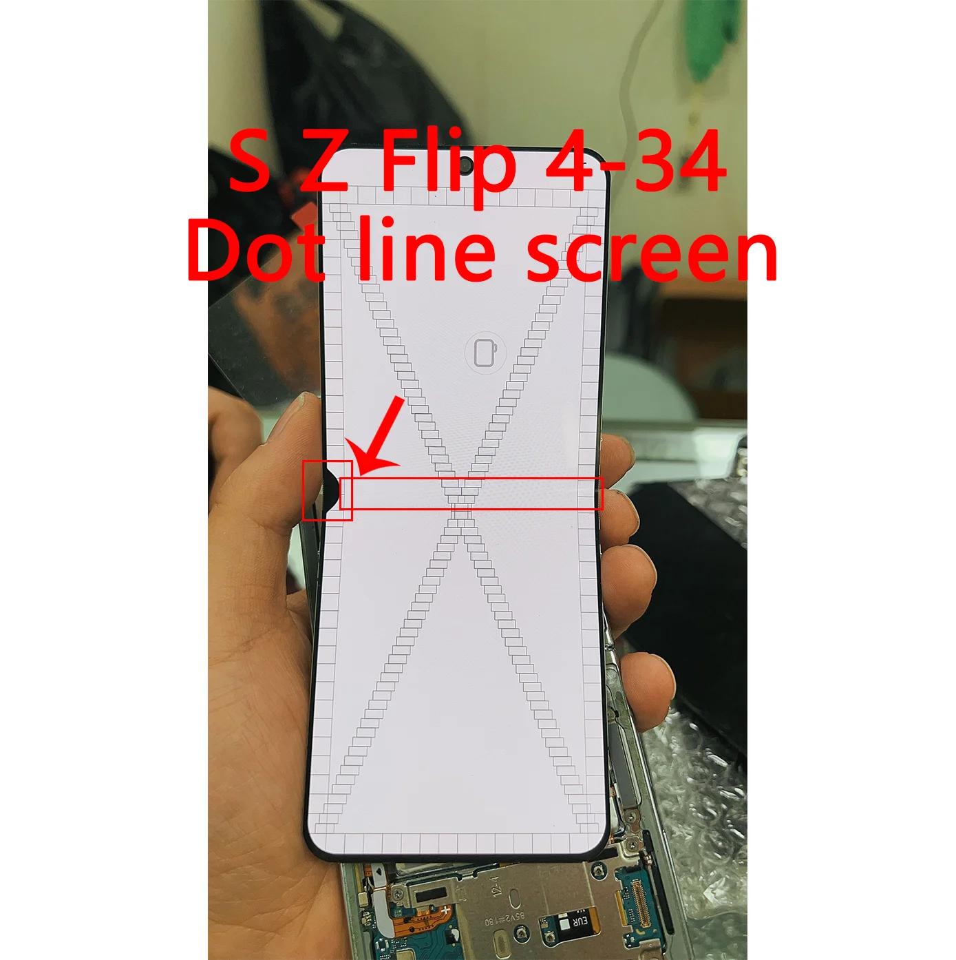 aaa-amoled欠陥ドットあり、samsung-z-flip-4-lcd-sm-f721ディスプレイ画面アセンブリ、f721-f721b-f721n-lcd用、ドットライン修理付き