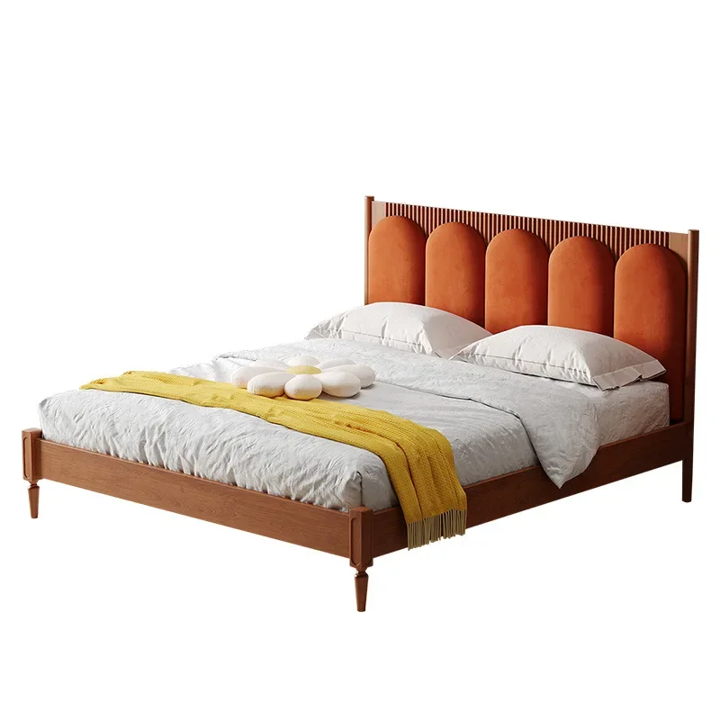 

French retro cherry wood bed, bedroom double