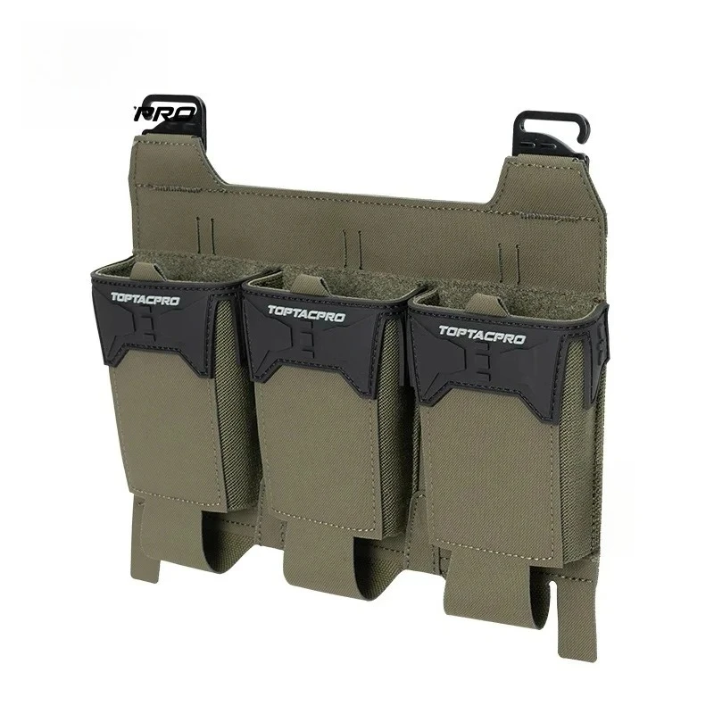 

Tactical Pouch Triple 556 Mag Holder with Metal G-Buckle Back Hook Panel for Hunting Vest Chest Rig