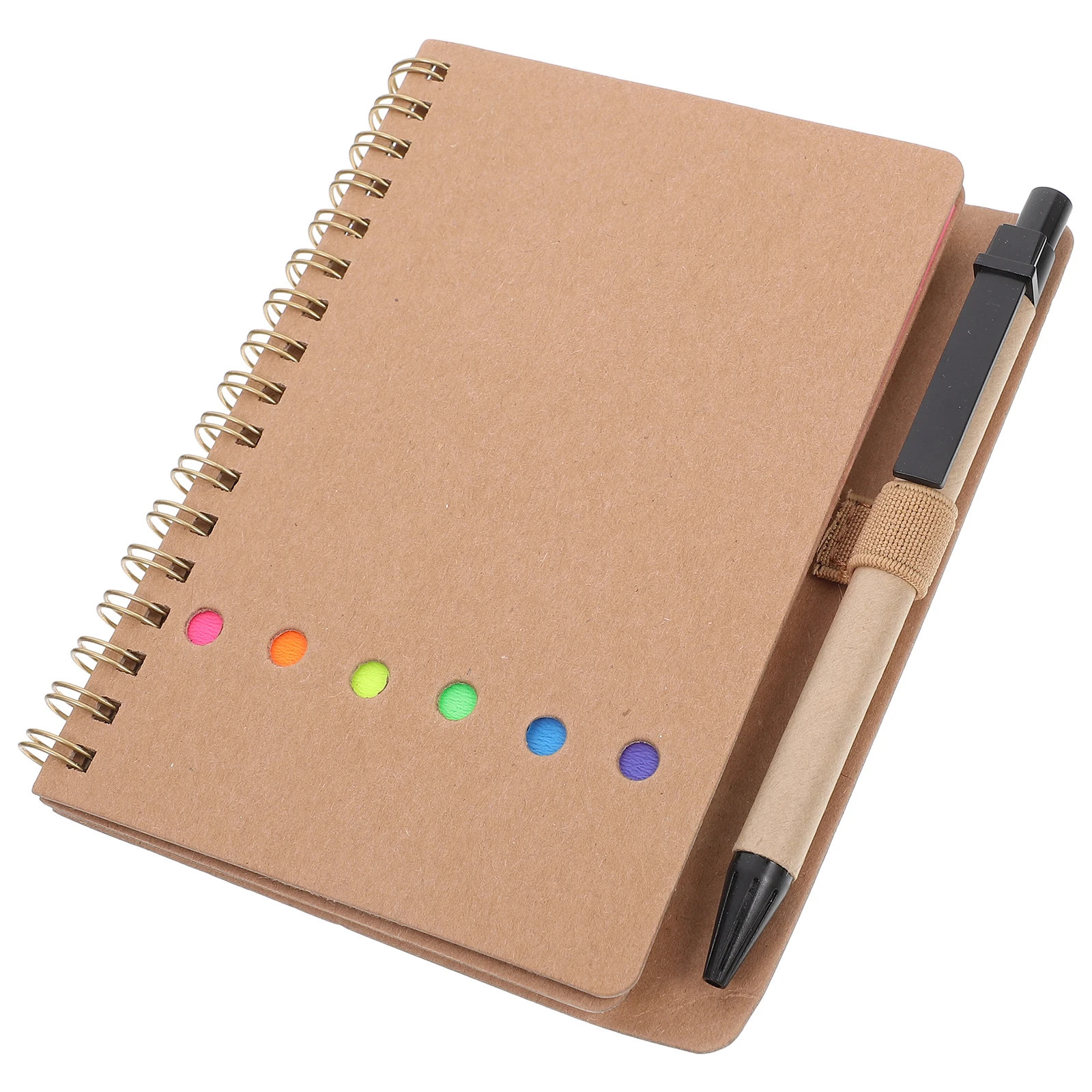 

s Sticky Notebook Pen Spiral Bound Travelers Notebook Portable Writing Pad Students Office Journal Diary Black