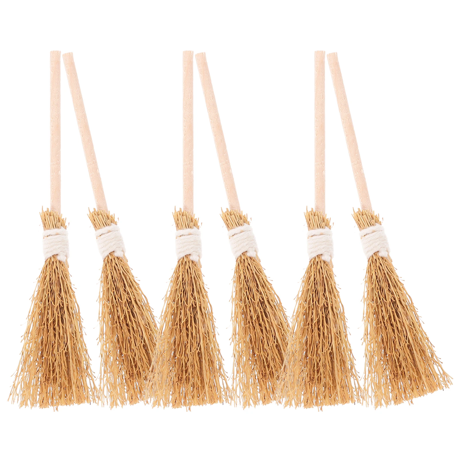

6 Pcs Witch Broom Halloween House Decoration Accessories Decorations Mini Minature Craft Brooms