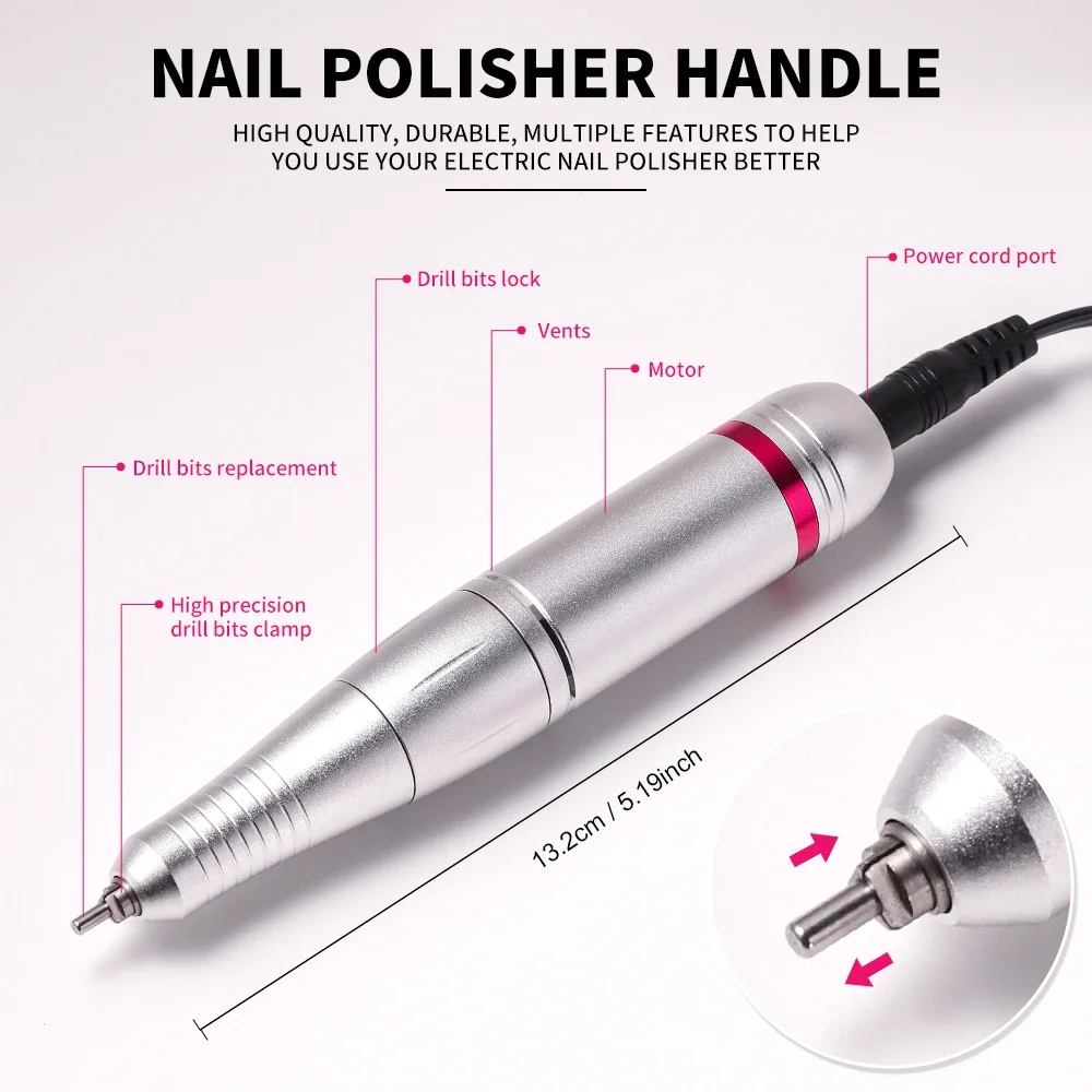 45000RPM New Nail Drill Machine Professional Electric Sander File Cutters For Gel Nails Polishing Home Manicure Salon