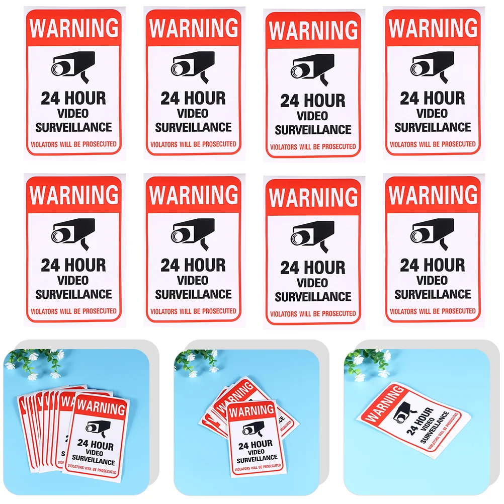 20 Pcs Monitor Warning Stickers Sign Adhesive Video Surveillance Signs All Activities Monitored Emblems The