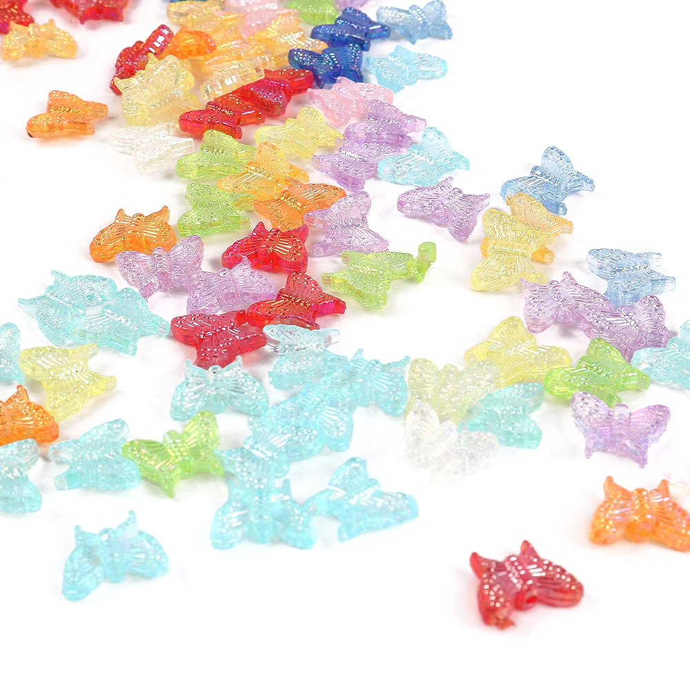 

20pcs Acrylic Multicoloured Butterfly Loose Beads Diy Necklace Bracelet Key Chain Jewelry Making Materials Accessories Jewelry