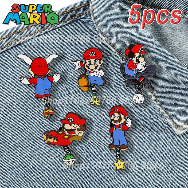 

Super Mario Enamel Pins Anime Game Figure Metal Brooch Badges Cartoon Cute Backpack Pin Accessories for Women Jewelry Decoration