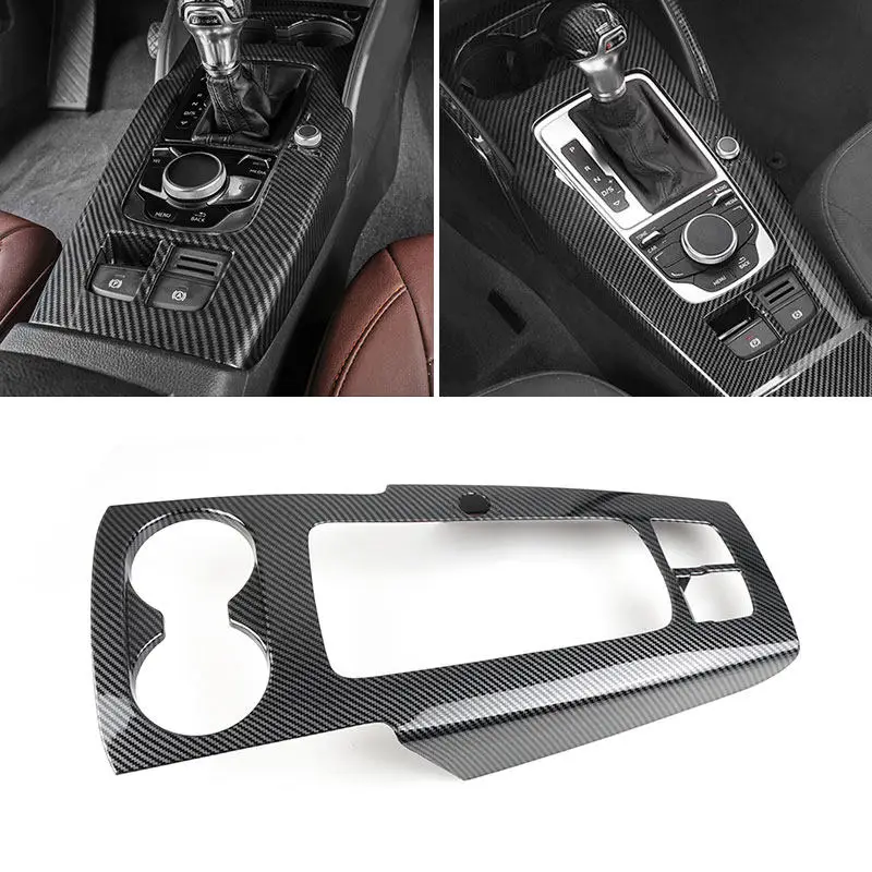 

ABS Carbon Fiber Texture For Audi A3 8V 2013-2019 Car Accessories Center Console Gear Shift Panel Water Cup Frame Cover Trim