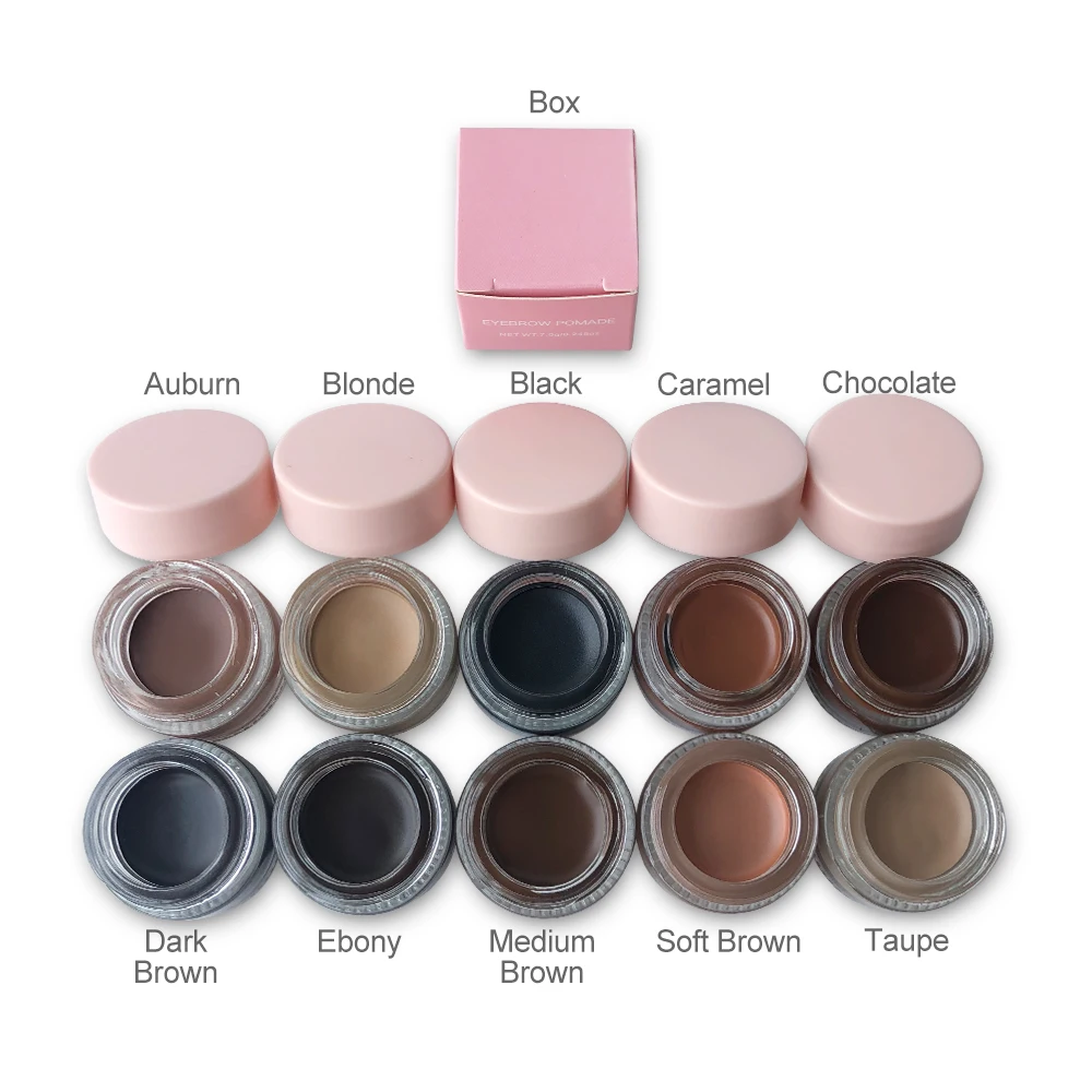 

30PCS Waterproof Eyebrow Pomade Private Label 8 Colors Brow Pomade Pink Lid Container Long Lasting Eyebrow Gel Whoelsale