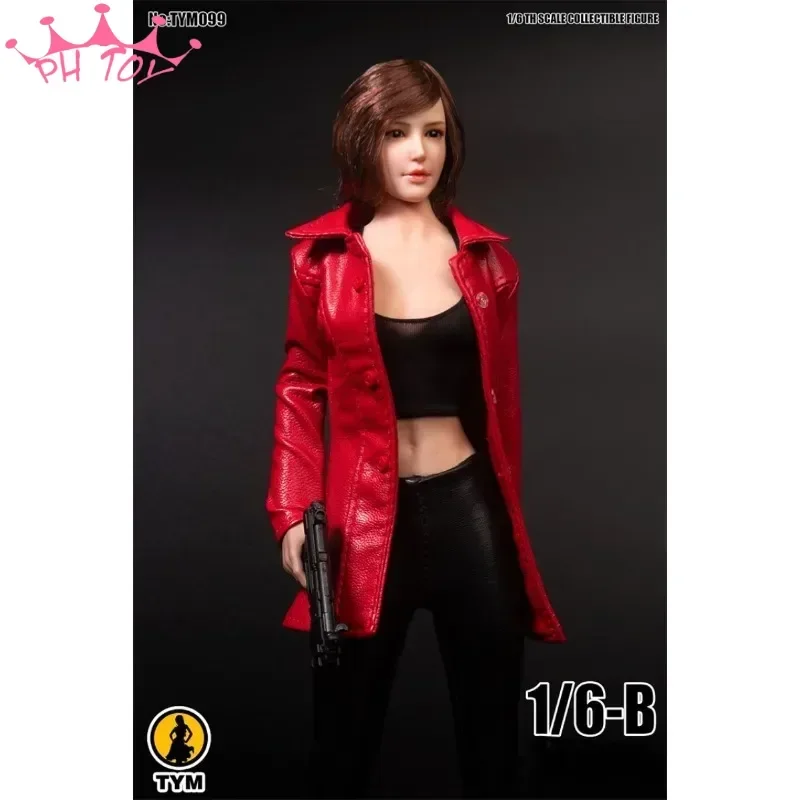 

1/6 Scale Female Sexy Coat Pu Leather Medium Long Windbreaker Clothes Outfit Model for 12" Large Breast Action Figre Doll Gift