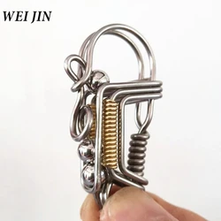 Handmade Stainless steel Keychains,Matte Round Circle Bead , Mechanical Car Key Ring Men Waist Trinket Outdoor American Style