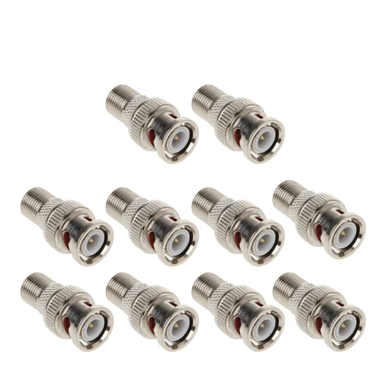 

ESCAM 10Pcs/Set BNC Male Plug To F Female Jack Coax Connector Adapter For CCTV Camera